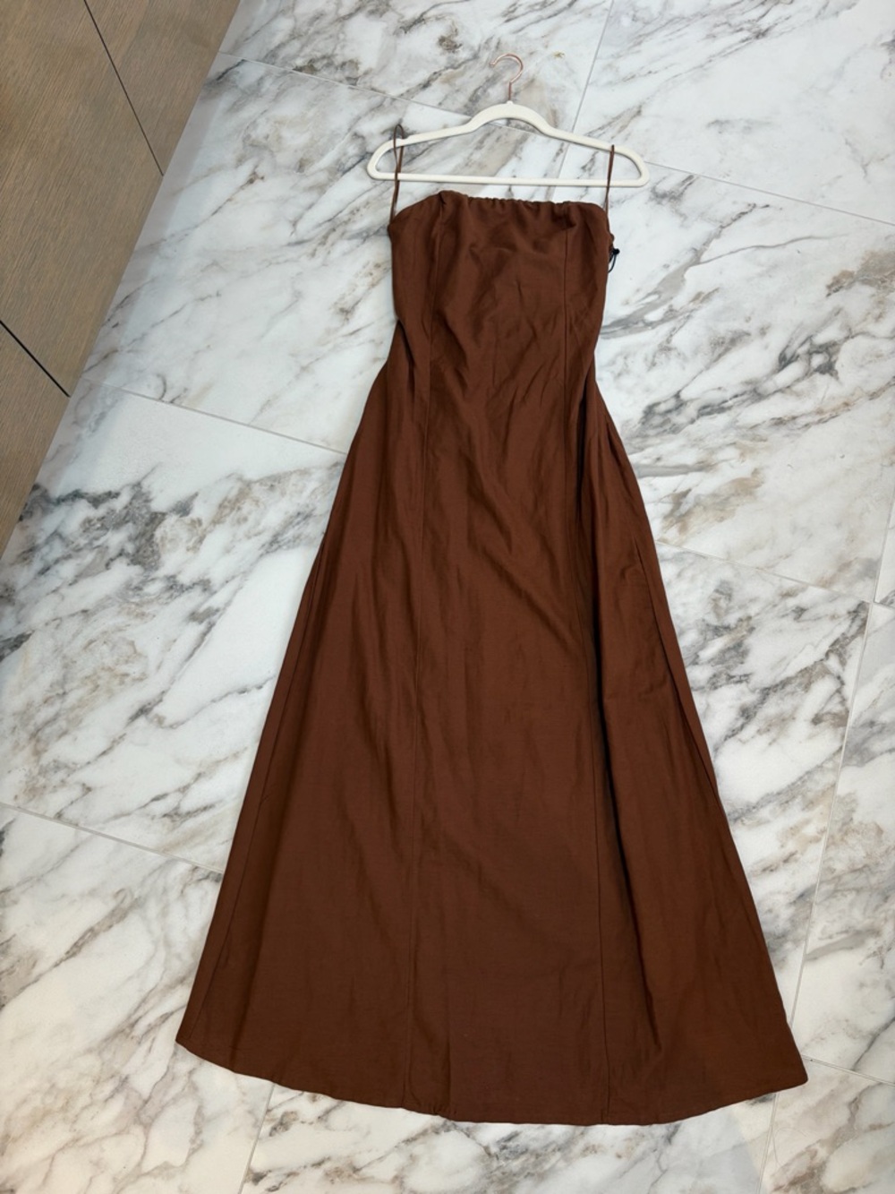 Japna Linen Blend Strapless Midi Dress Brown Size S NWT🤎 cottagecore linen